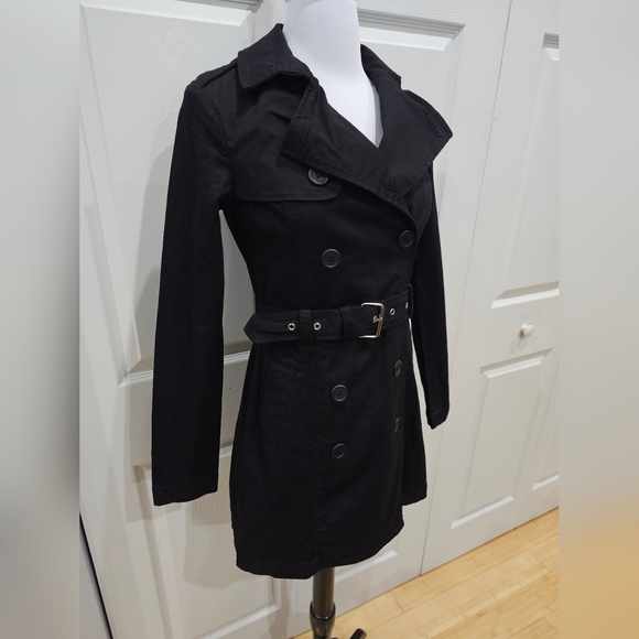 Hot Topic Royal Bones by Tripp Black Double Breasted Corset Back Jacket Trench S - Picture 2 of 11